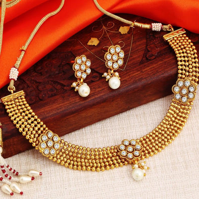 Sukkhi Blossomy Gold Plated Necklace Set For Women