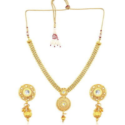 Sukkhi Glistening Gold Plated Necklace Set For Women