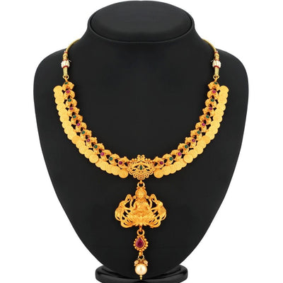 Sukkhi Gorgeous Gold Plated Temple Coin Necklace Set For Women