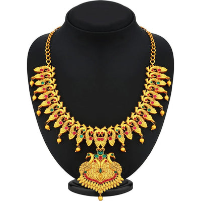 Sukkhi Fashionable Peacock Gold Plated Necklace Set For Women