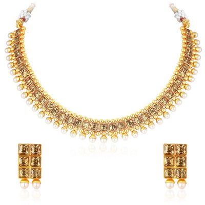 Sukkhi Bollywood Collection Cluster Gold Plated Choker Necklace Set For Women
