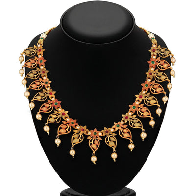 Sukkhi Blossomy flowered Gold Plated necklace Set for Women
