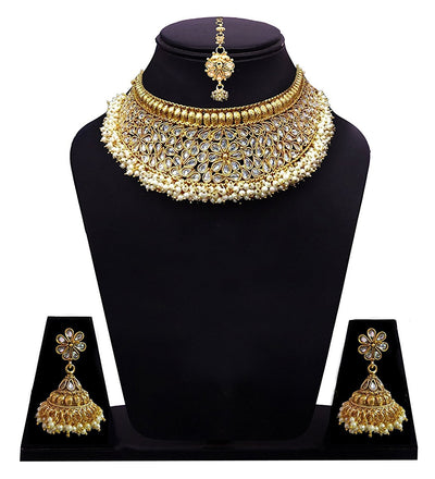 Sukkhi Bollywood Collection Antique Rajwadi Gold Plated Choker Necklace Set For Women