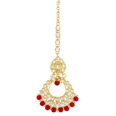 Sukkhi Bollywood Collection Modish Gold Plated Red Choker Necklace Set for women