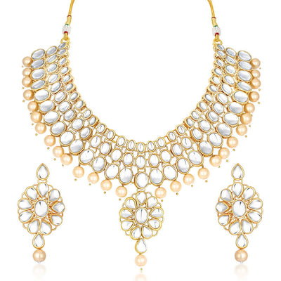 Trushi by Sukkhi Modern Gold Plated Necklace Set for Women