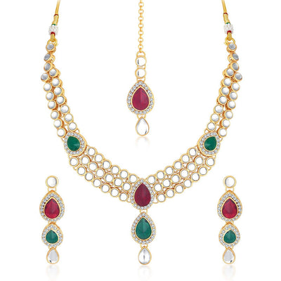 Trushi by Sukkhi Astonish Gold Plated Necklace Set for Women