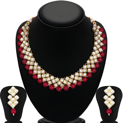 Sukkhi Bollywood Collection Modish Gold Plated Red Choker Necklace Set for Women