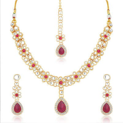 Trushi by Sukkhi Modish Gold Plated Necklace Set for Women