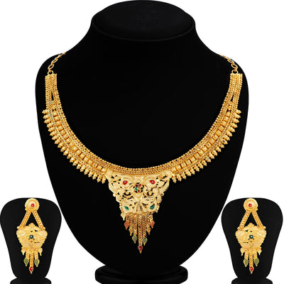 Sukkhi Cluster Alloy Gold plated Necklace Set for Women