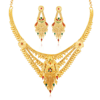 Sukkhi Moddish Alloy Gold plated Necklace Set for Women