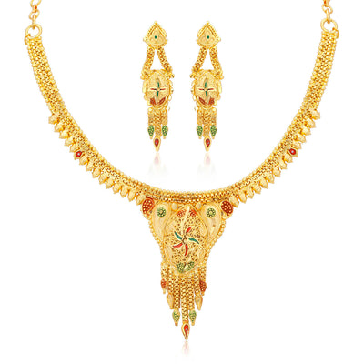 Sukkhi Traditional Alloy Gold plated Necklace Set for Women
