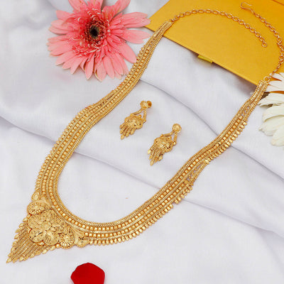 Sukkhi Moddish Gold plated Rani Haar Necklace Set for Women