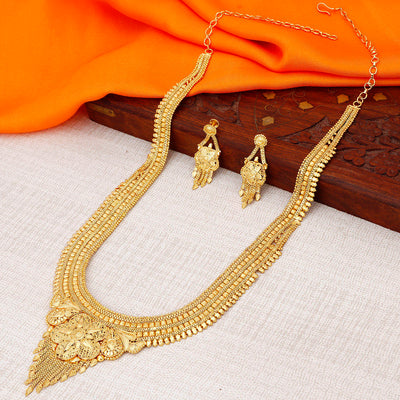 Sukkhi Moddish Gold plated Rani Haar Necklace Set for Women