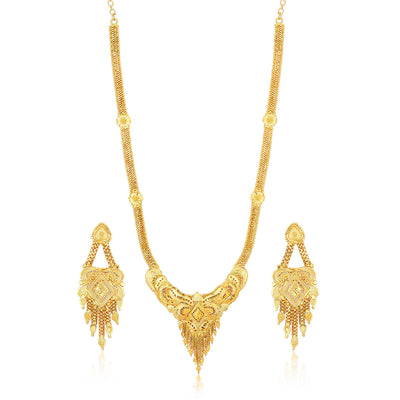 Sukkhi Brilliant Gold plated Long Haram Necklace Set for Women