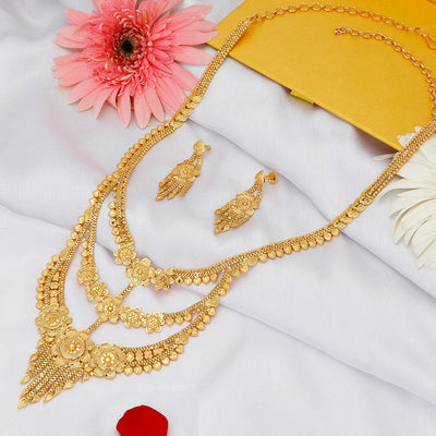 Sukkhi Dazzling Gold plated Rani Haar Necklace Set for Women