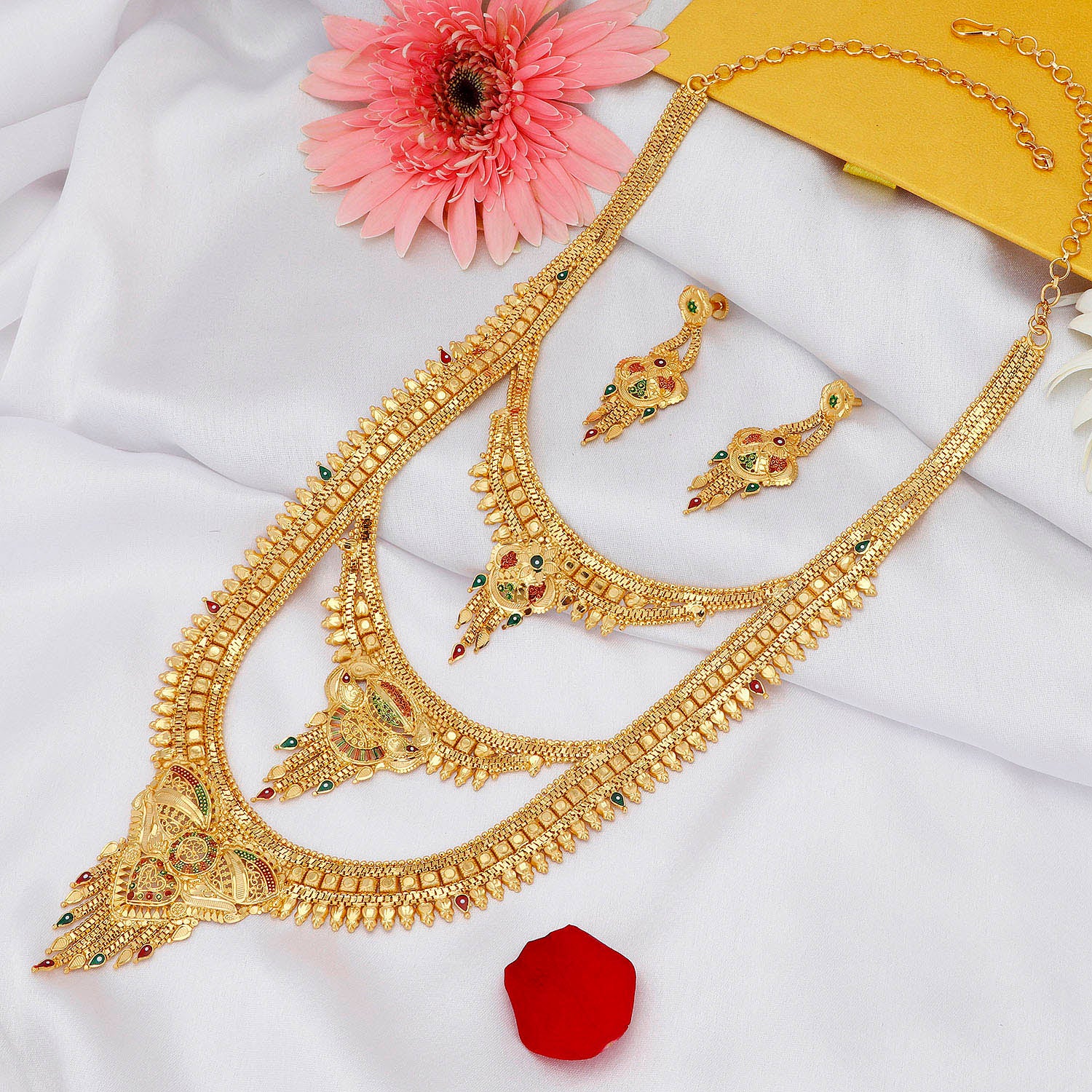 Beautiful South Indian Double Long Necklace Set | Gold necklace indian  bridal jewelry, Bridal fashion jewelry, Indian jewelry