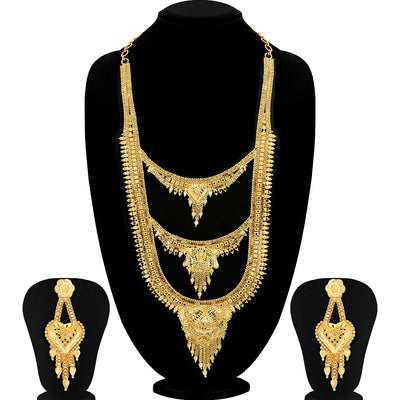 Sukkhi Marvellous Gold plated Rani Haar Necklace Set for Women