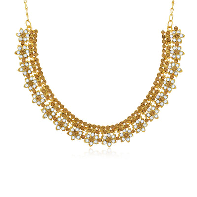 Sukkhi Classy Gold Plated Floral LCT Choker Necklace Set for Women
