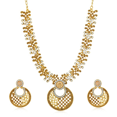 Sukkhi Cluster Gold Plated LCT Stone Collar Necklace Set for Women