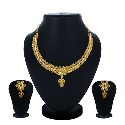 Sukkhi Designer Gold Plated Floral Choker Necklace Set for Women