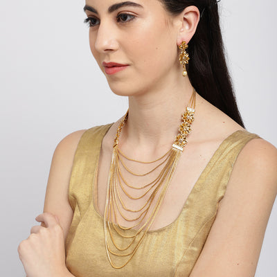 Sukkhi Ritzy Gold Plated Long String Neckalce Set for Women