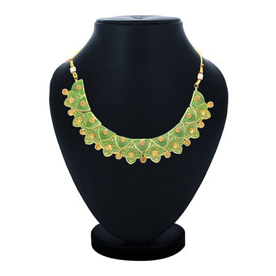 Sukkhi Gorgeous Gold Plated Mint Meena Collection Choker Necklace Set for Women