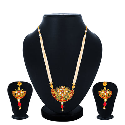 Sukkhi Marvellous Gold Plated Kundan Long Haram Necklace Set for Women