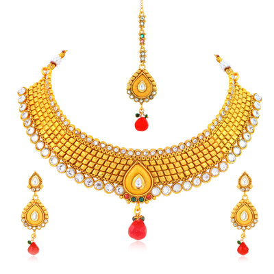 Sukkhi Youthful Gold Plated Kundan Choker Necklace Set for Women