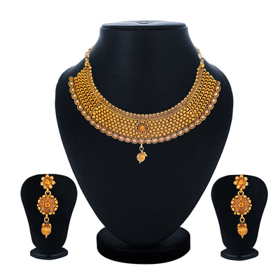 Sukkhi Splendid Gold Plated LCT Stone Choker Necklace Set for Women