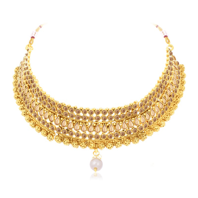 Sukkhi Ethnic LCT Gold Plated Choker Necklace Set For Women