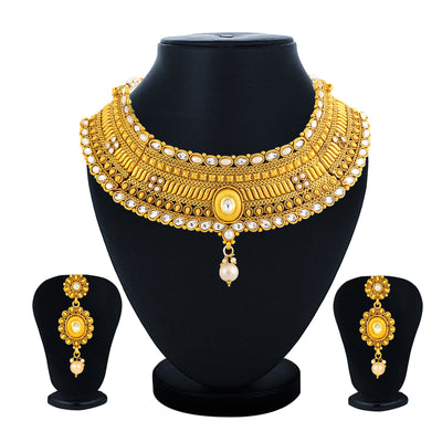 Sukkhi Exotic Gold Plated Kundan Choker Necklace Set for Women