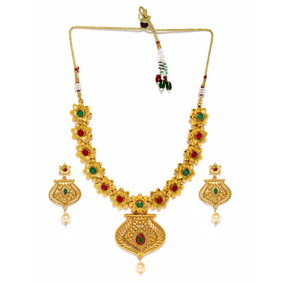 Sukkhi Classic Floral Gold Plated Choker Neckalce Set for Women