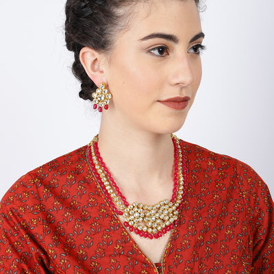 Sukkhi Fine Kundan Gold Plated Collar Neckalce Set for Women