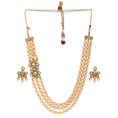 Sukkhi Intricately Kundan Gold Plated Pearl Neckalce Set for Women