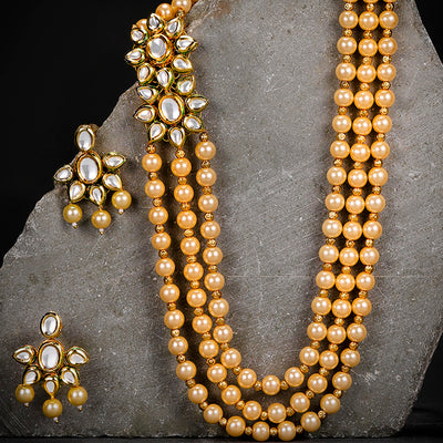 Sukkhi Intricately Kundan Gold Plated Pearl Neckalce Set for Women