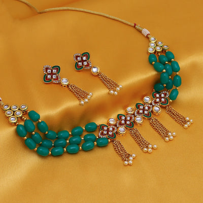 Sukkhi Pretty Gold Plated Kundan Necklace Set For Women