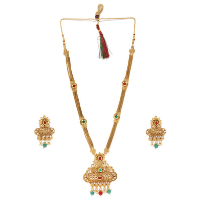 Sukkhi Glimmery Long Haram Gold Plated Neckalce Set for Women