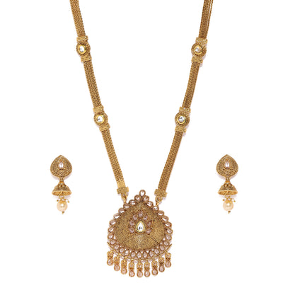 Sukkhi Pleasing Long Haram Gold Plated Neckalce Set for Women