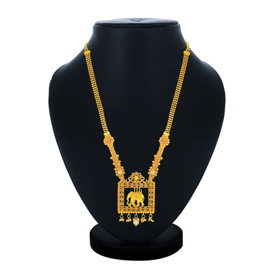 Sukkhi Marquise Gold Plated Elephant Long Haram Necklace for Women