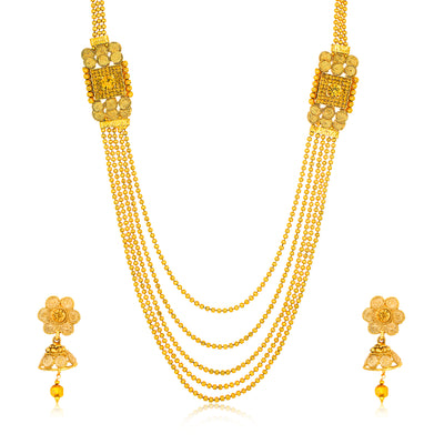 Sukkhi Tibale Gold Plated Jalebi Long Haram Necklace Set for Women