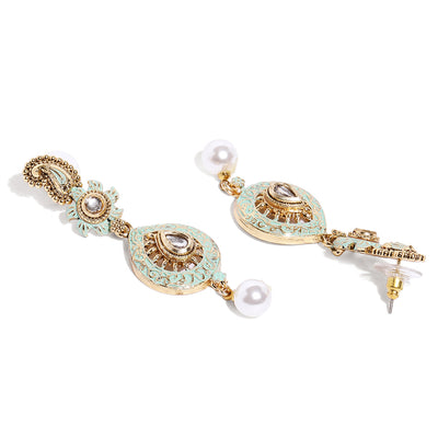 Sukkhi Marvellous Mint Collection Gold Plated Kundan Necklace Set for Women