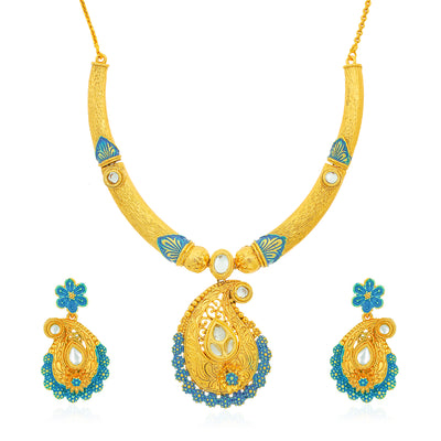 Sukkhi Resplendent Gold Plated Kundan Collar Necklace Set for Women