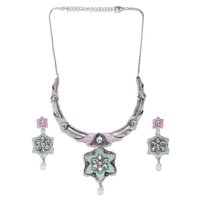 Sukkhi Incredible Mint Collection Oxidised Plated Neckalce Set for Women