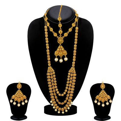 Sukkhi Exotic Gold Plated LCT Stone Long Haram Dulhan Set for Women