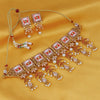 Sukkhi Incredible Pearl Gold Plated Lotus Meenakari Choker Necklace Set For Women