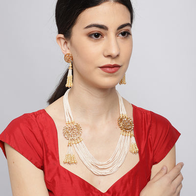 Sukkhi Modern Gold Plated Pearl String Neckalce Set for Women