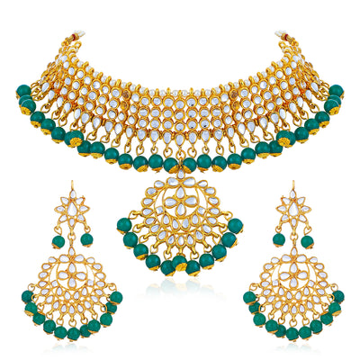 Sukkhi Artistically Gold Plated Kundan Choker Necklace Set for Women