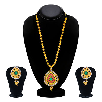 Sukkhi Excellent Gold Plated Almond Shaped Collar Necklace Set for Women