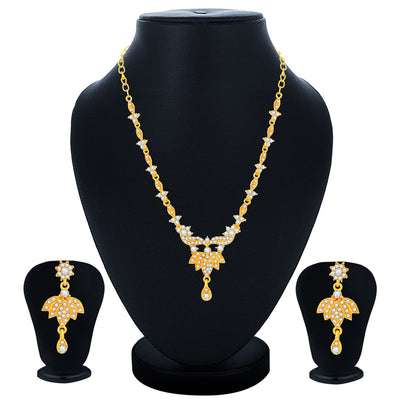 Sukkhi Sensational Gold Plated Lotus Collar Necklace Set for Women