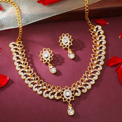 Sukkhi Blossomy Gold Plated Necklace Set for Women